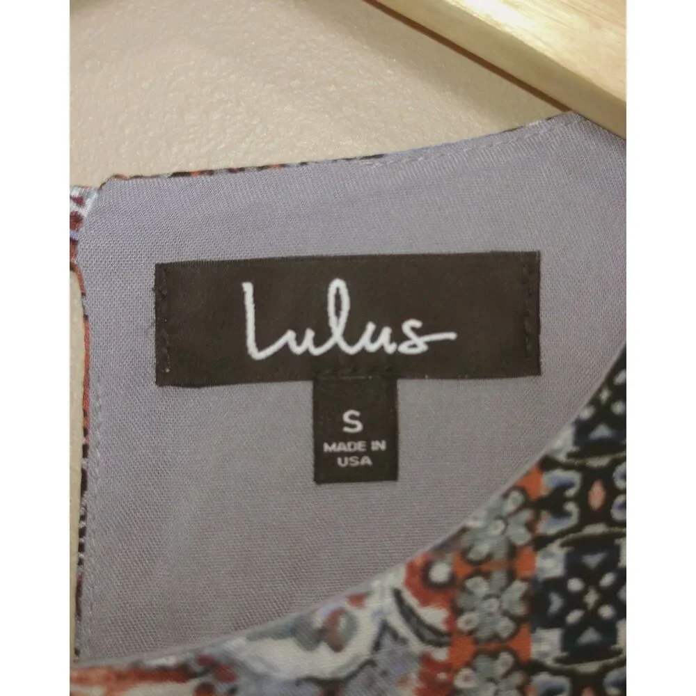 Lulus NWT Mosaic Tile Boho Shift Dress Small Sleeveless Rayon Made in USA
